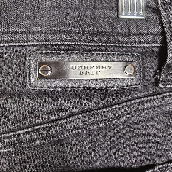 Burberry Brit Stretfield Women 27 Jean Black Denim Skinny Biker Designer Cotton - Picture 9 of 16